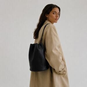 The Row Joe Black Leather Backpack Bucket Bag Shoulder Straps Made in Italy